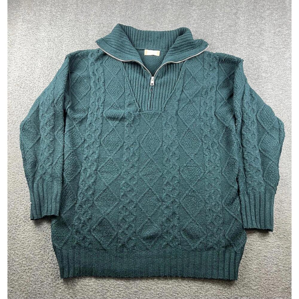 Altar'd State Womens Green Cable Knit Half-Zip Sweater‎ Size Small